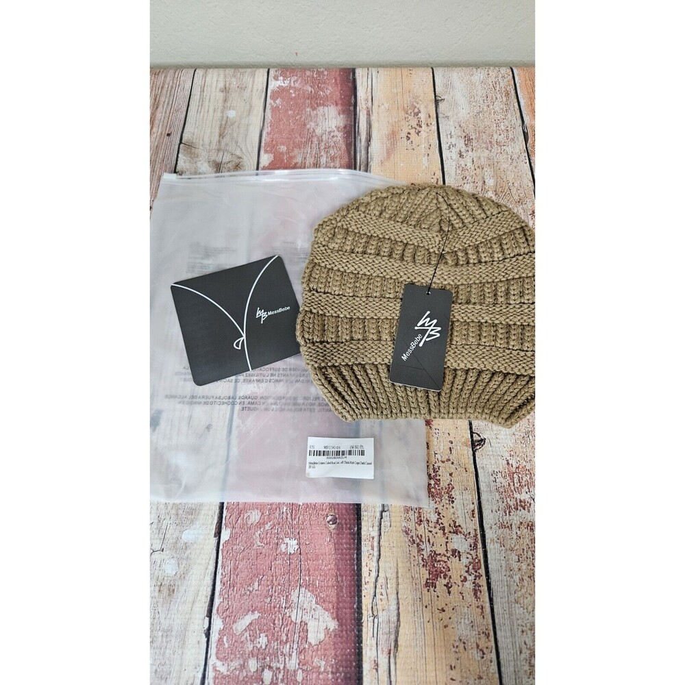 Cable Knit Beanie MessBebe Caramel New